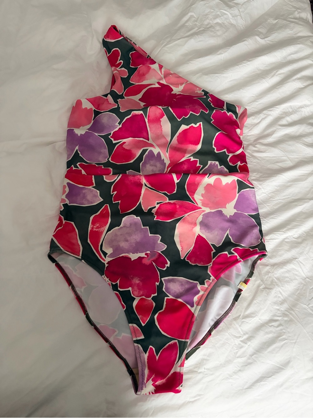 summersalt sidestroke Women’s One-Shoulder watercolor floral Size 10 Swimsuit